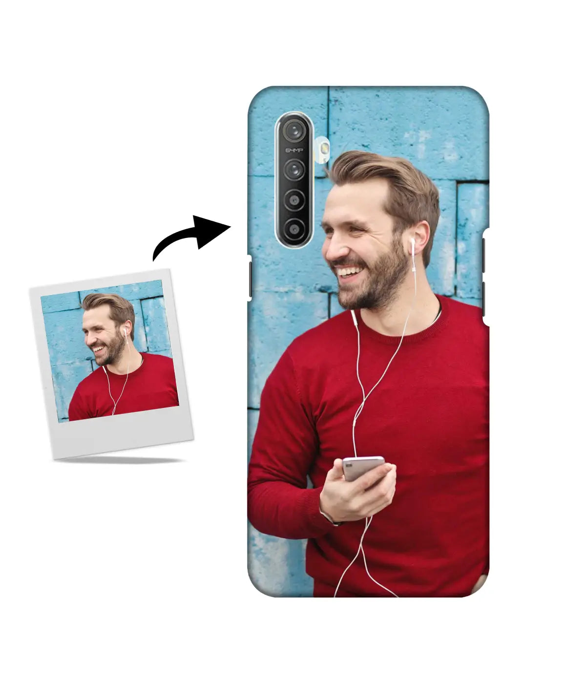 Customized Realme XT Slim Hard Case showing a personalized photo print.