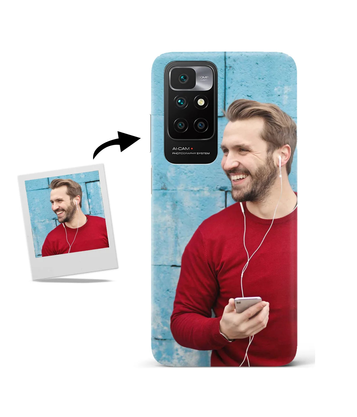Customized Redmi 10 Prime 2022 Slim Hard Case showing a personalized photo print.