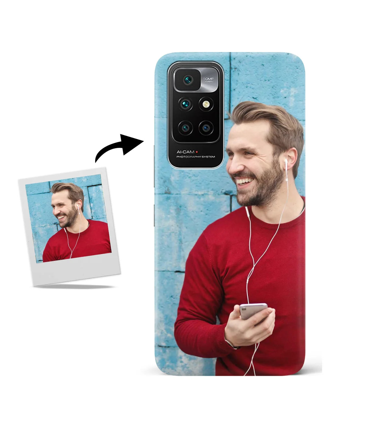 Customized Redmi 10 Prime Slim Hard Case showing a personalized photo print.