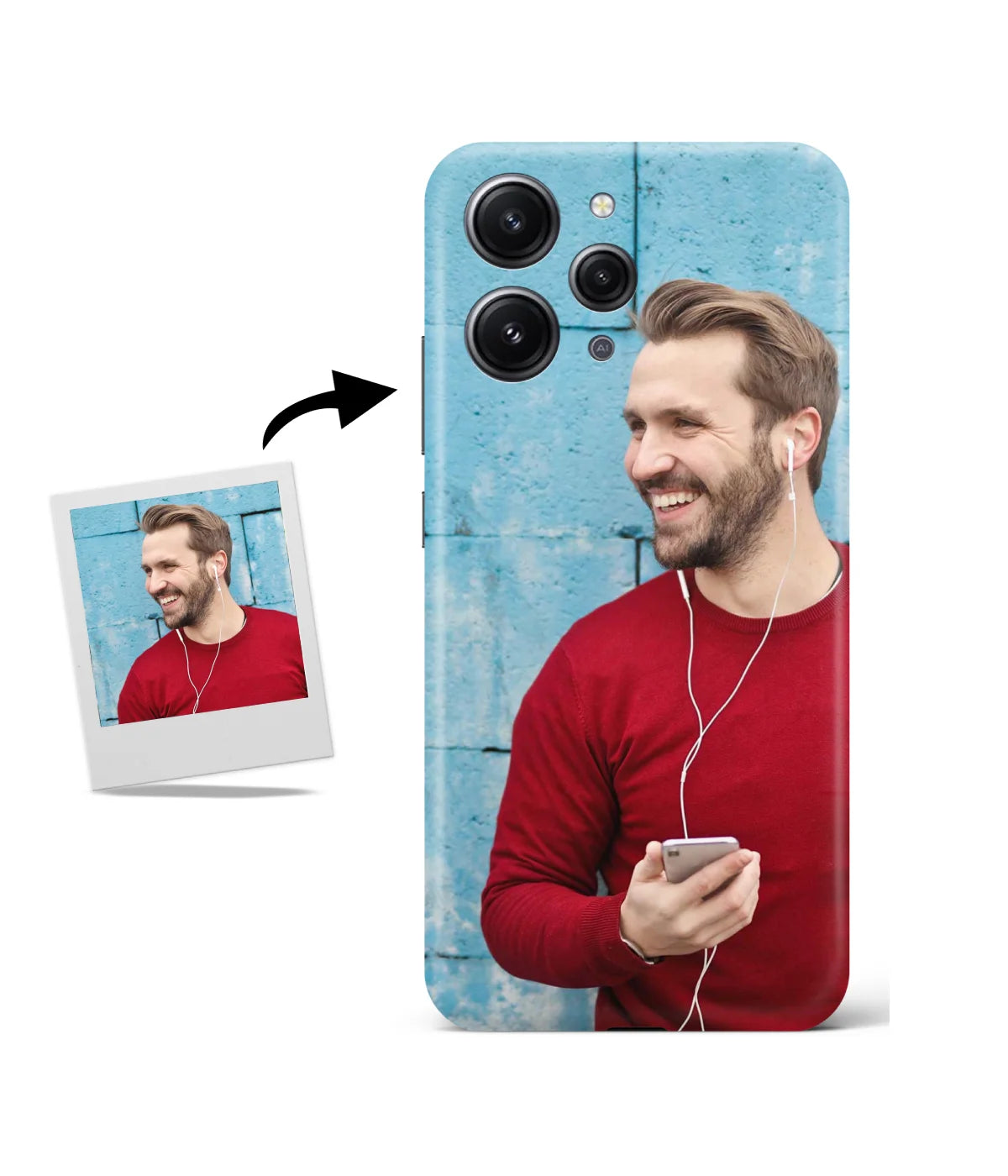 Customized Redmi 12 Slim Hard Case showing a personalized photo print.