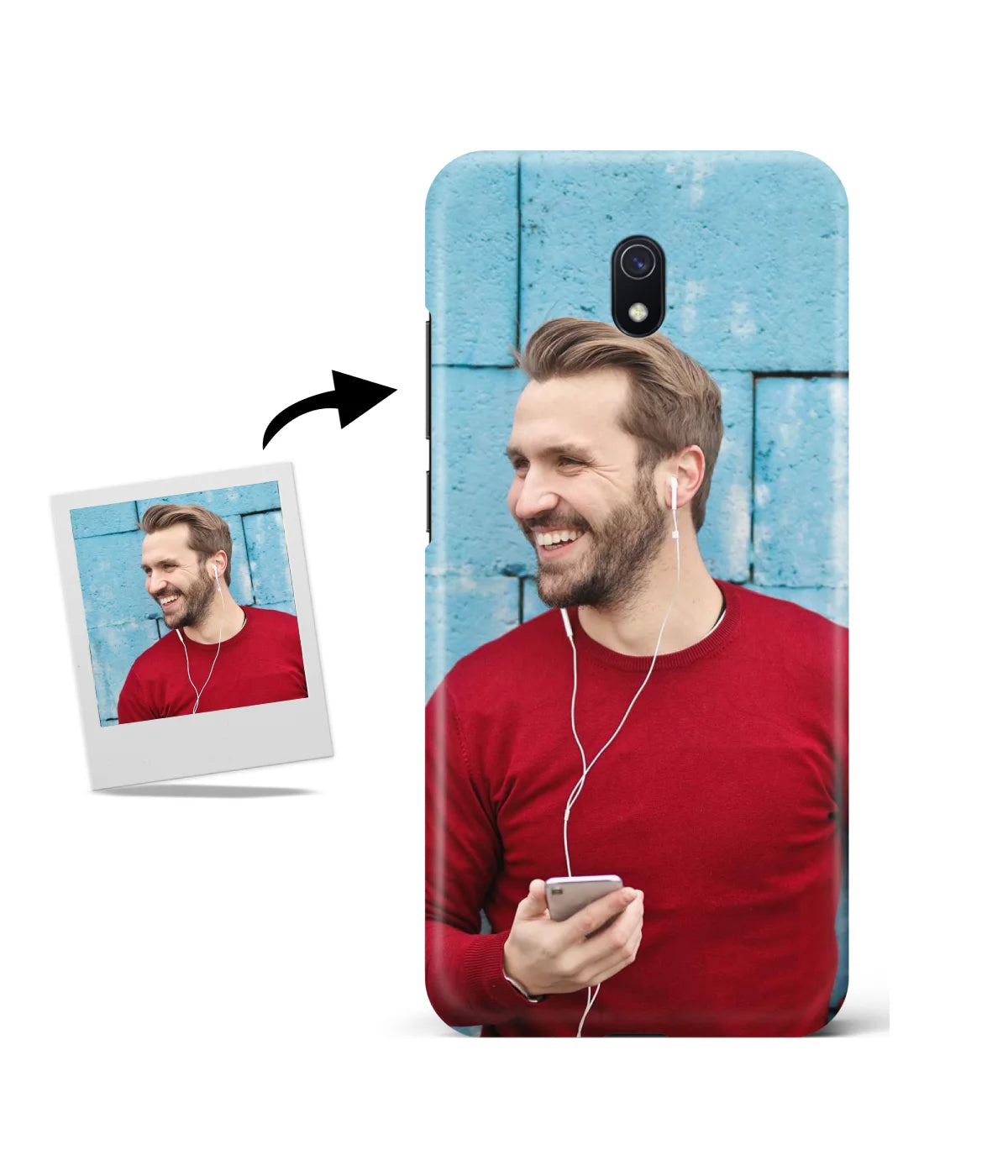 Customized Redmi 8A Slim Hard Case showing a personalized photo print.