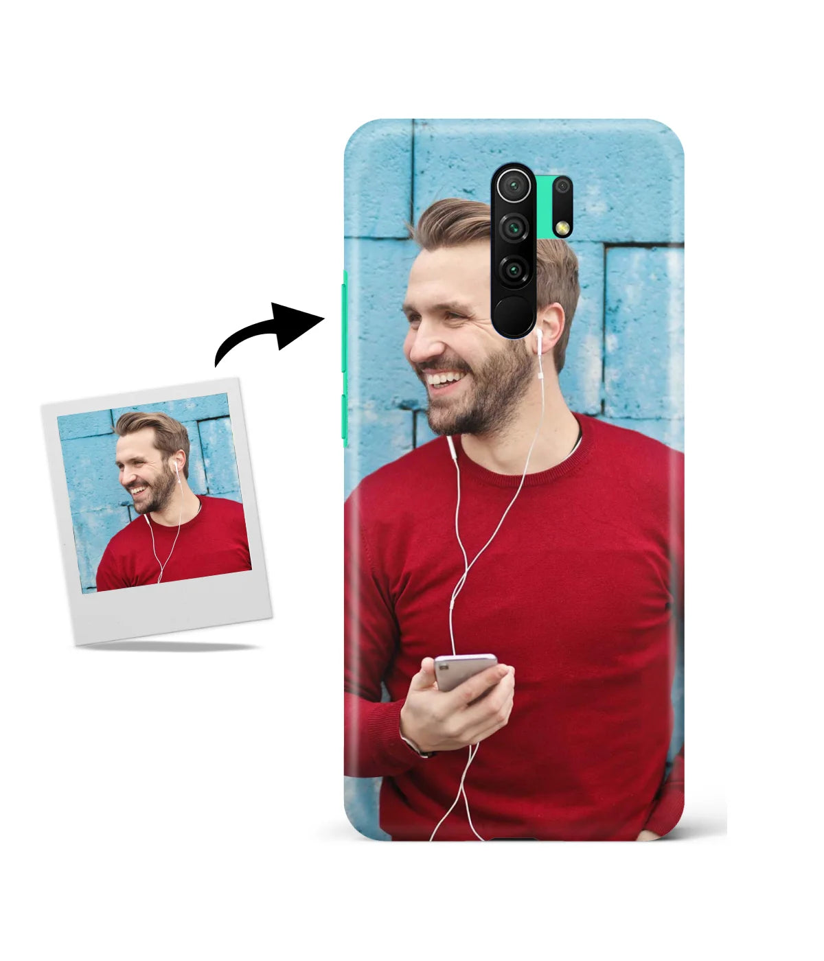 Customized Redmi 9 Prime Slim Hard Case showing a personalized photo print.