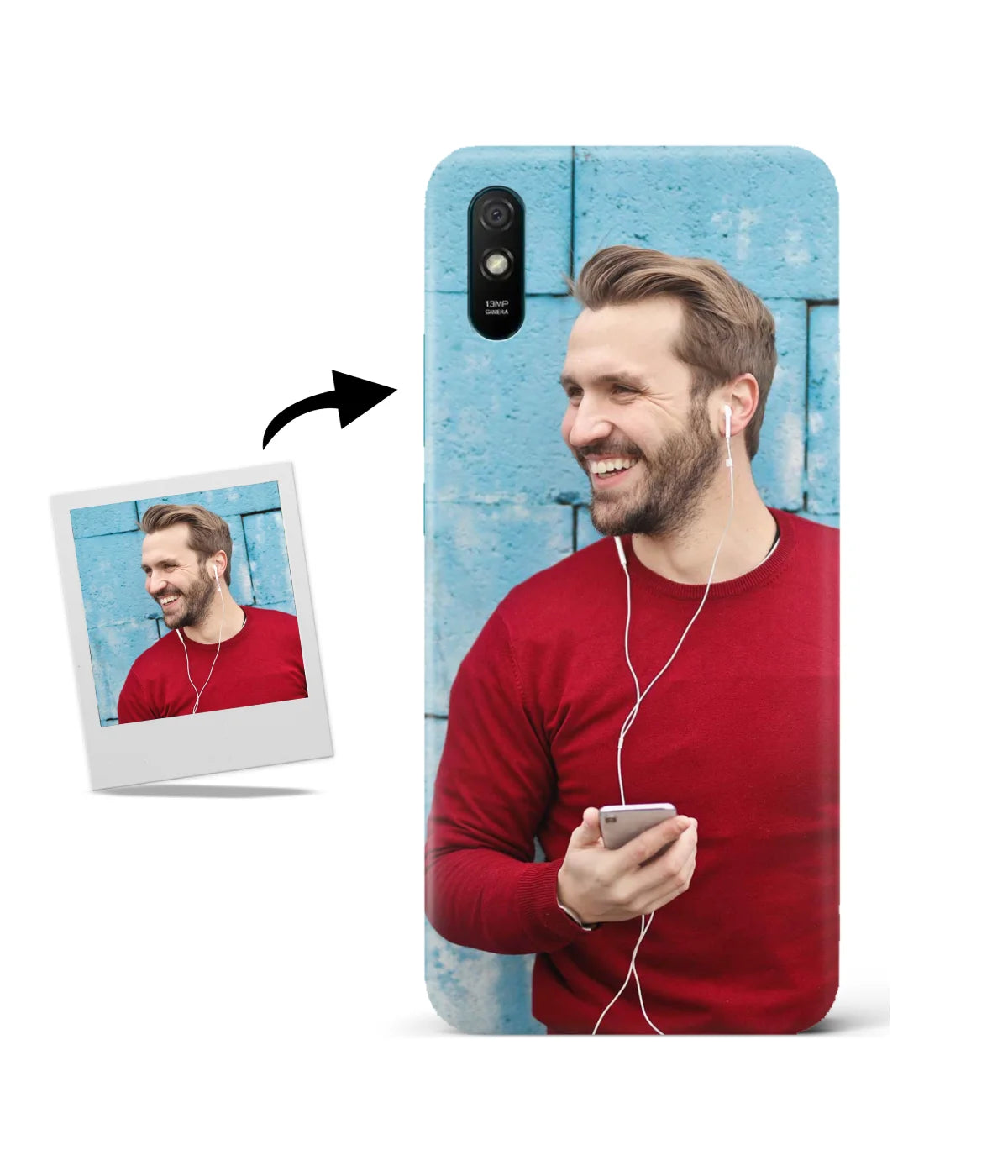Customized Redmi 9I Slim Hard Case showing a personalized photo print.