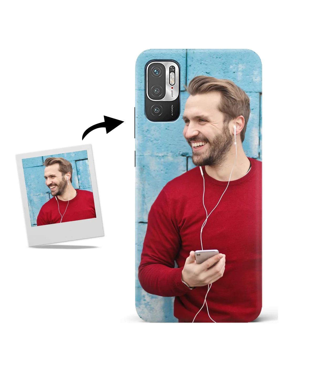 Customized Redmi Note 10 5G Slim Hard Case showing a personalized photo print.