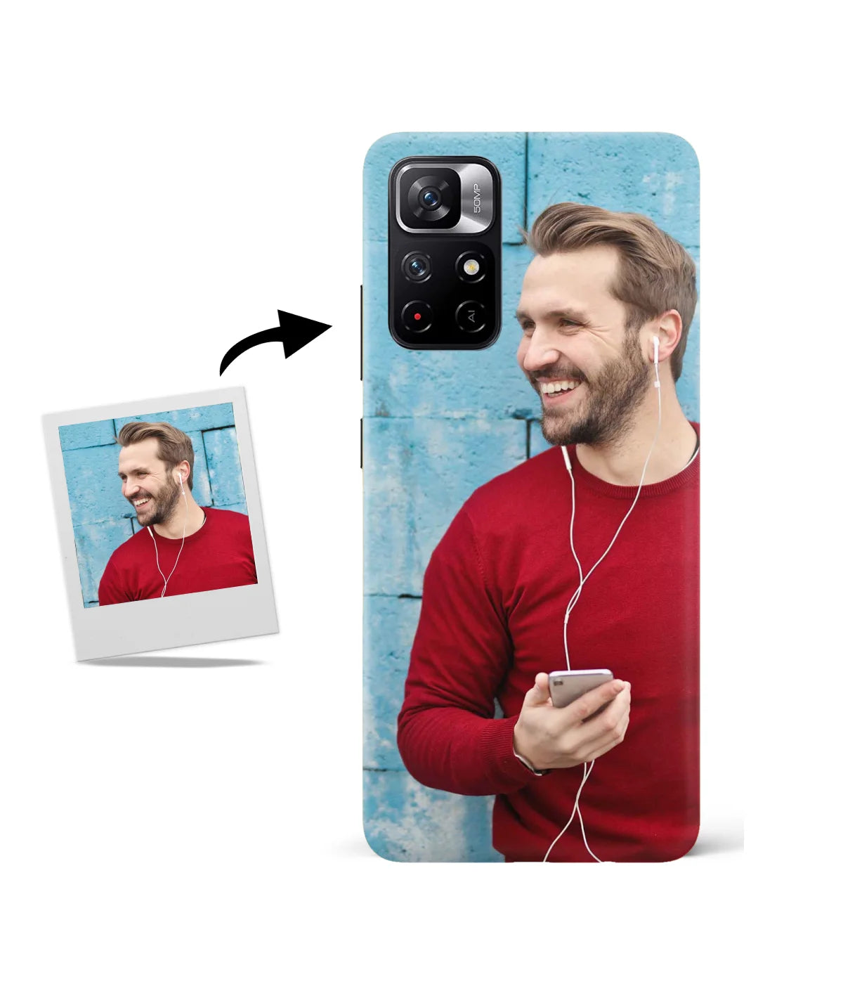 Customized Redmi Note 11T Slim Hard Case showing a personalized photo print.