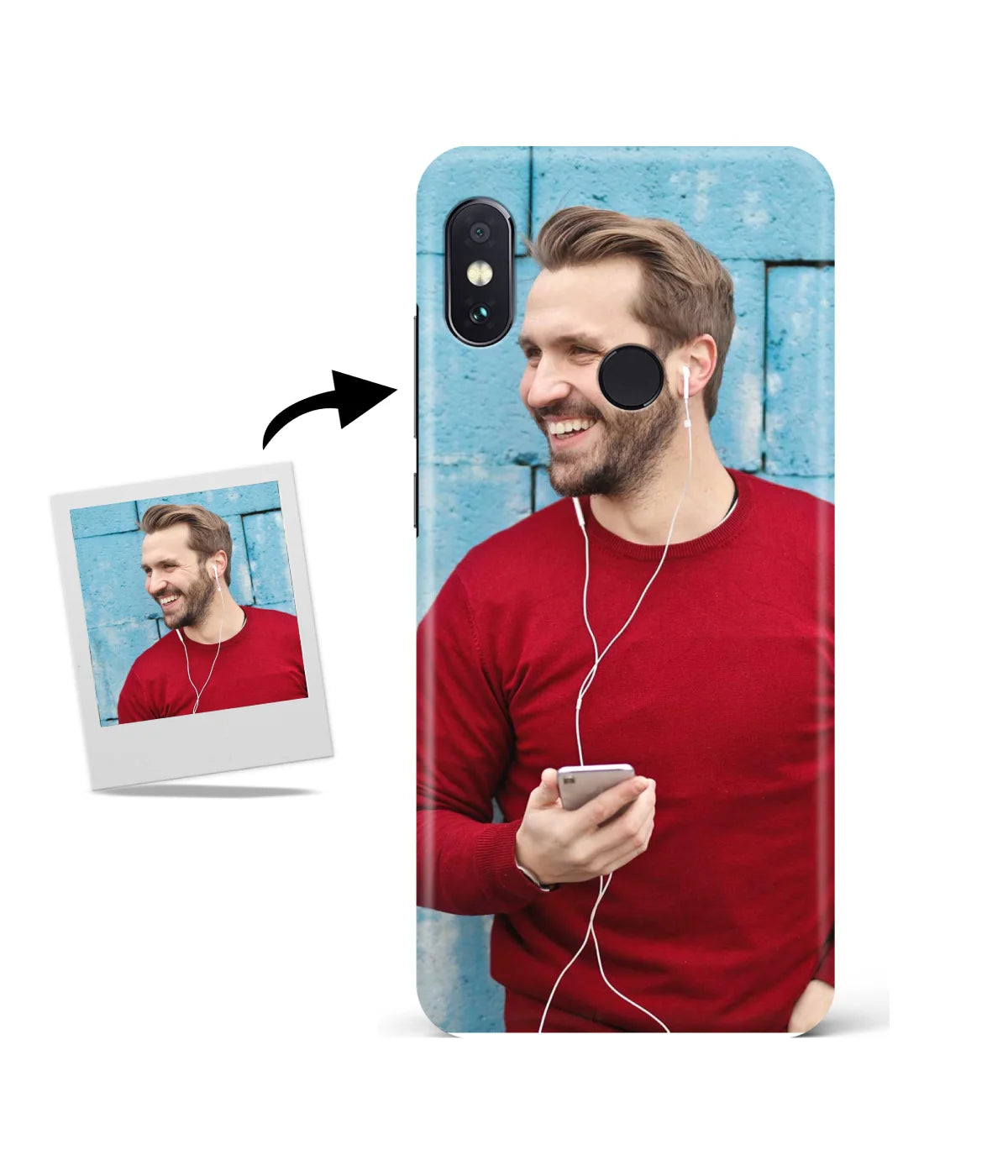 Customized Redmi Note 5 Pro Slim Hard Case showing a personalized photo print.