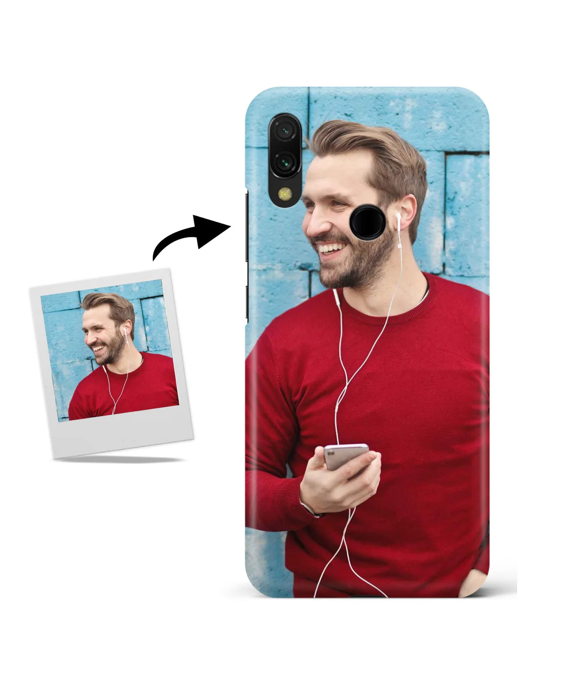 Customized Redmi Note 7 Pro Slim Hard Case showing a personalized photo print.