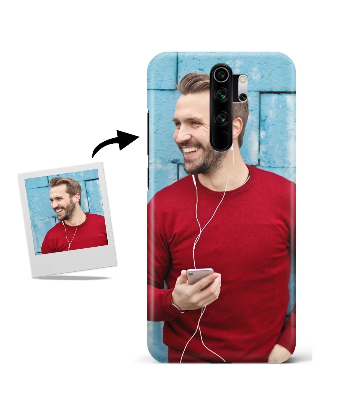 Customized Redmi Note 8 Pro Slim Hard Case showing a personalized photo print.