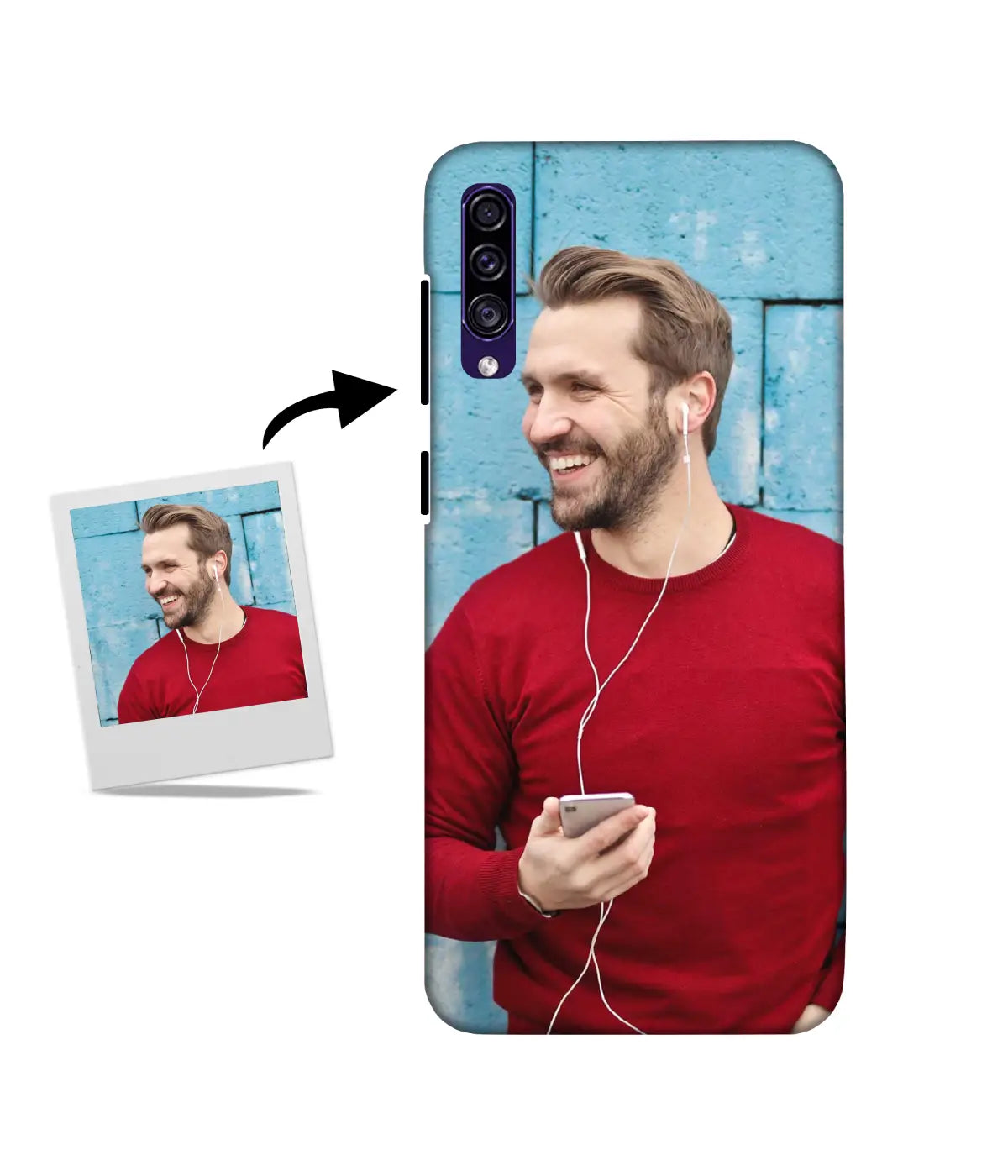 Customized Samsung A30S Slim Hard Case showing a personalized photo print.
