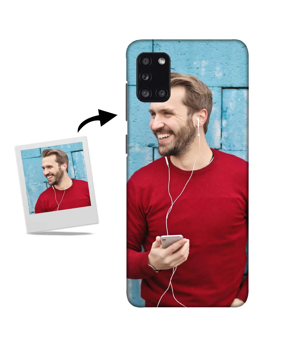 Customized Samsung A31 Slim Hard Case showing a personalized photo print.
