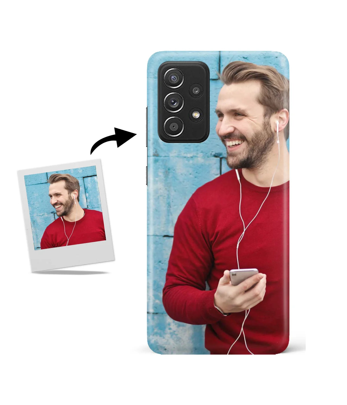 Customized Samsung A33 5G Slim Hard Case showing a personalized photo print.