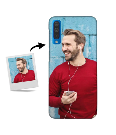 Customized Samsung A50 Slim Hard Case showing a personalized photo print.