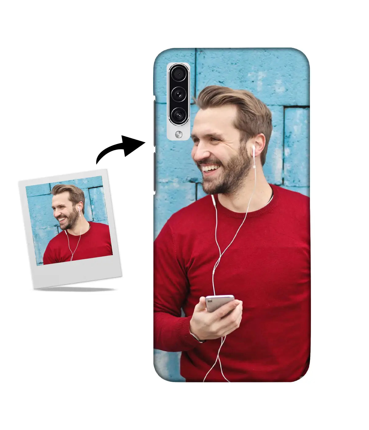 Customized Samsung A70 Slim Hard Case showing a personalized photo print.