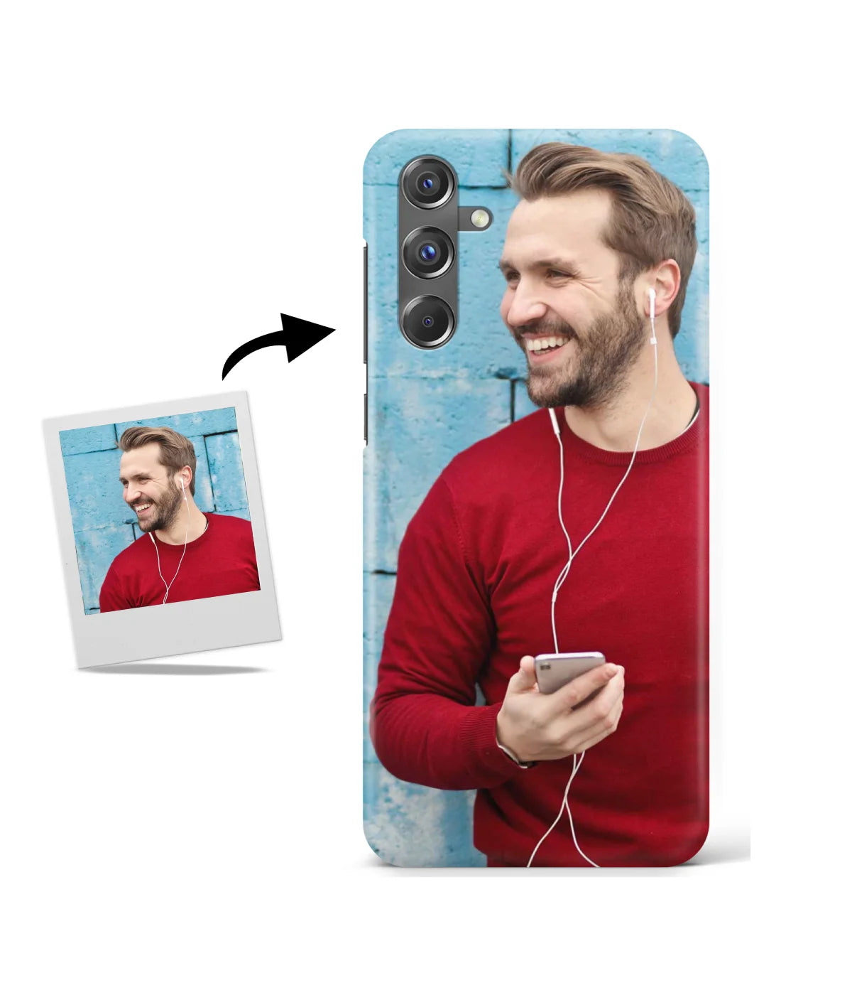 Customized Samsung F34 5G Slim Hard Case showing a personalized photo print.