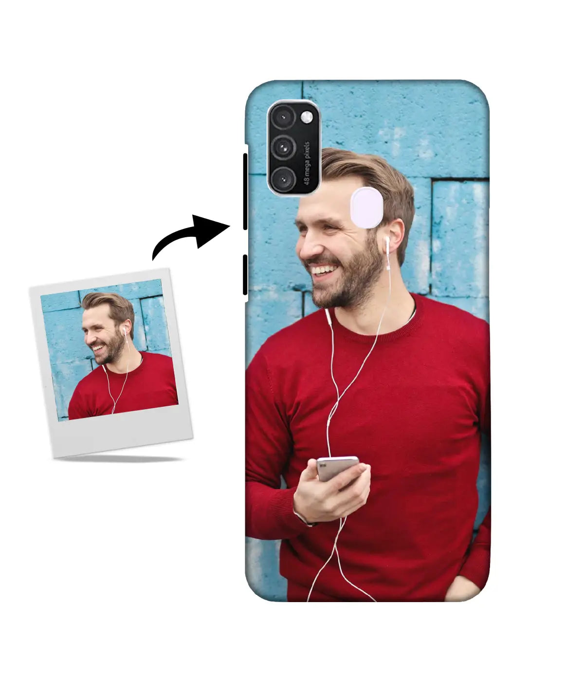 Customized Samsung M30s Slim Hard Case showing a personalized photo print.
