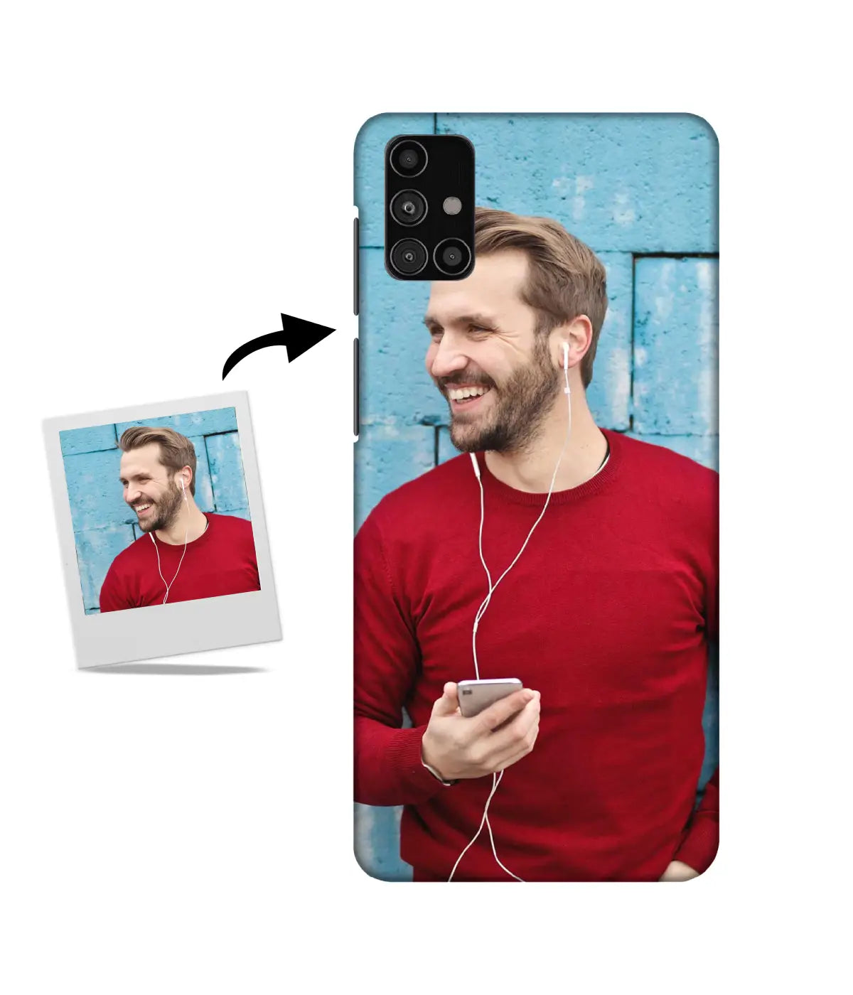 Customized Samsung M31s Slim Hard Case showing a personalized photo print.