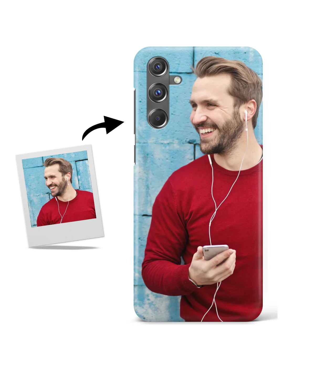 Customized Samsung M34 5G Slim Hard Case showing a personalized photo print.