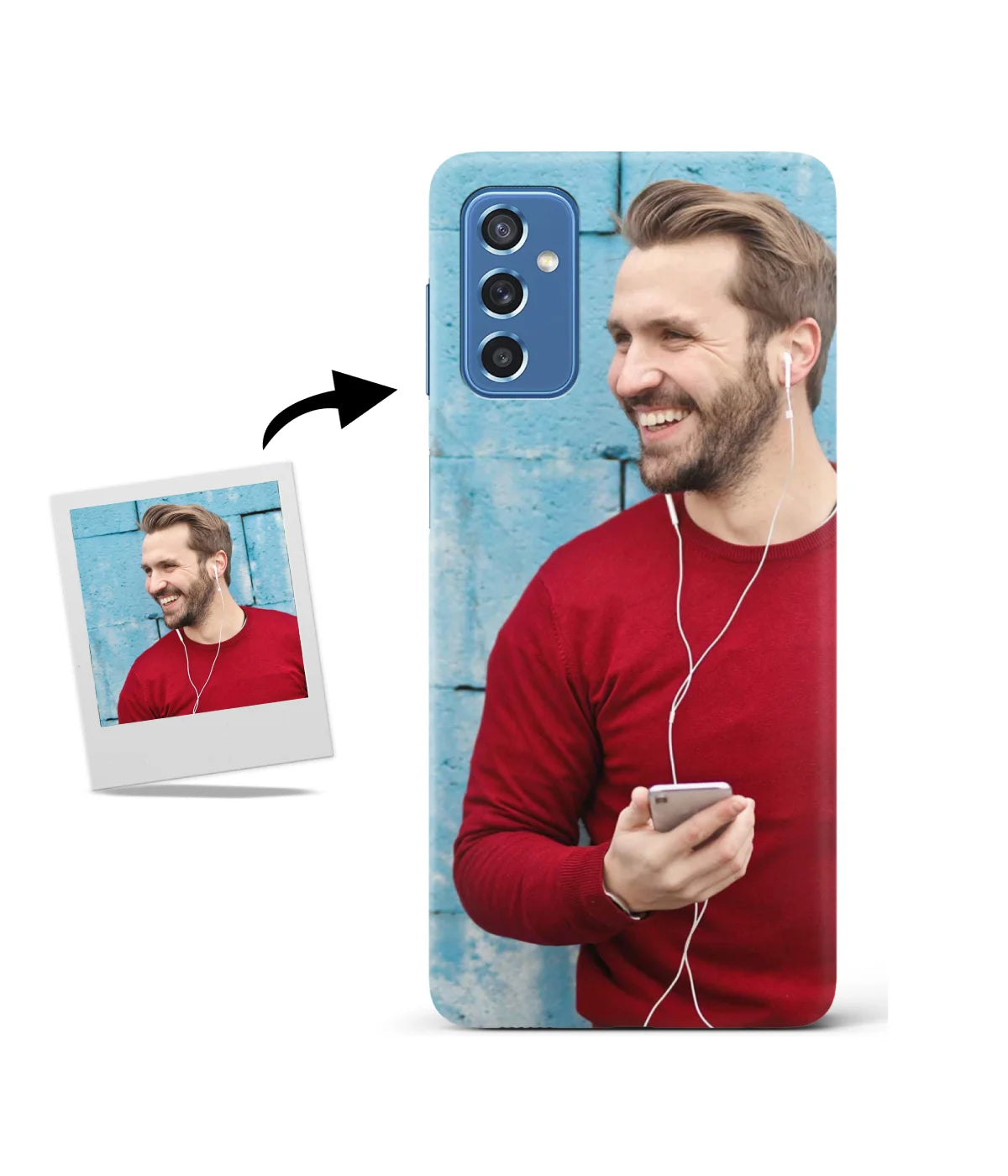 Customized Samsung M52 5G Slim Hard Case showing a personalized photo print.