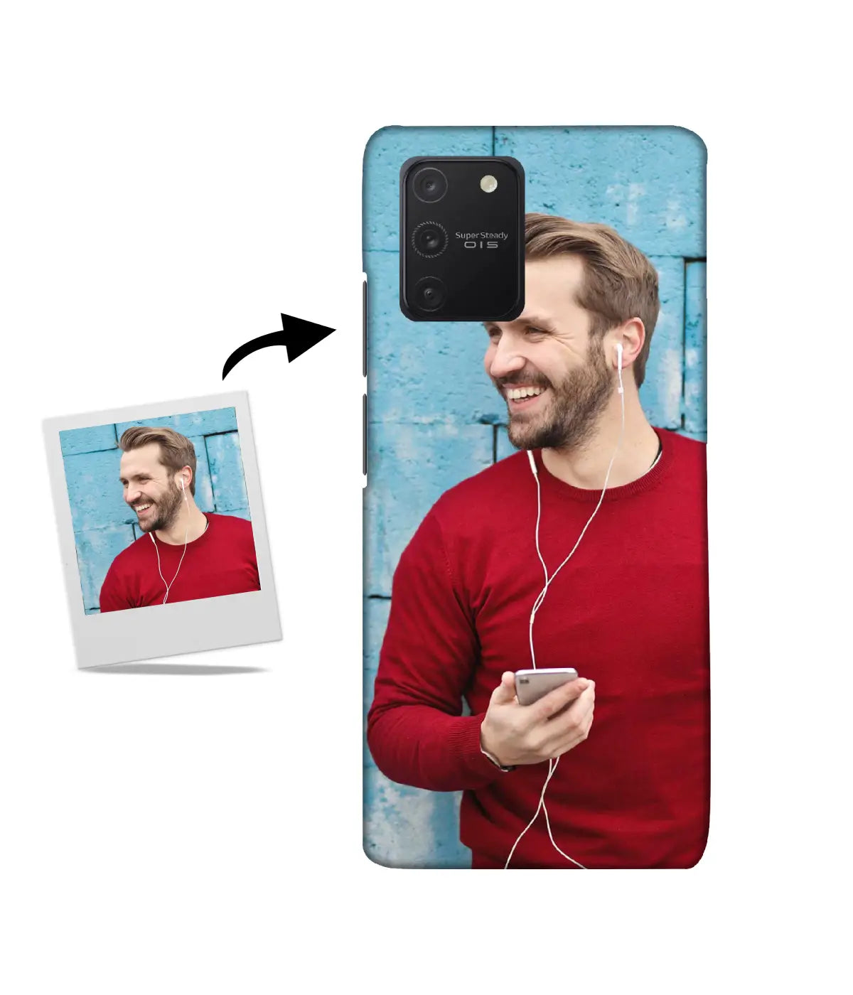 Customized Samsung S10 Lite Slim Hard Case showing a personalized photo print.