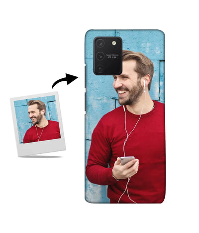Customized Samsung S10 Lite Slim Hard Case showing a personalized photo print.