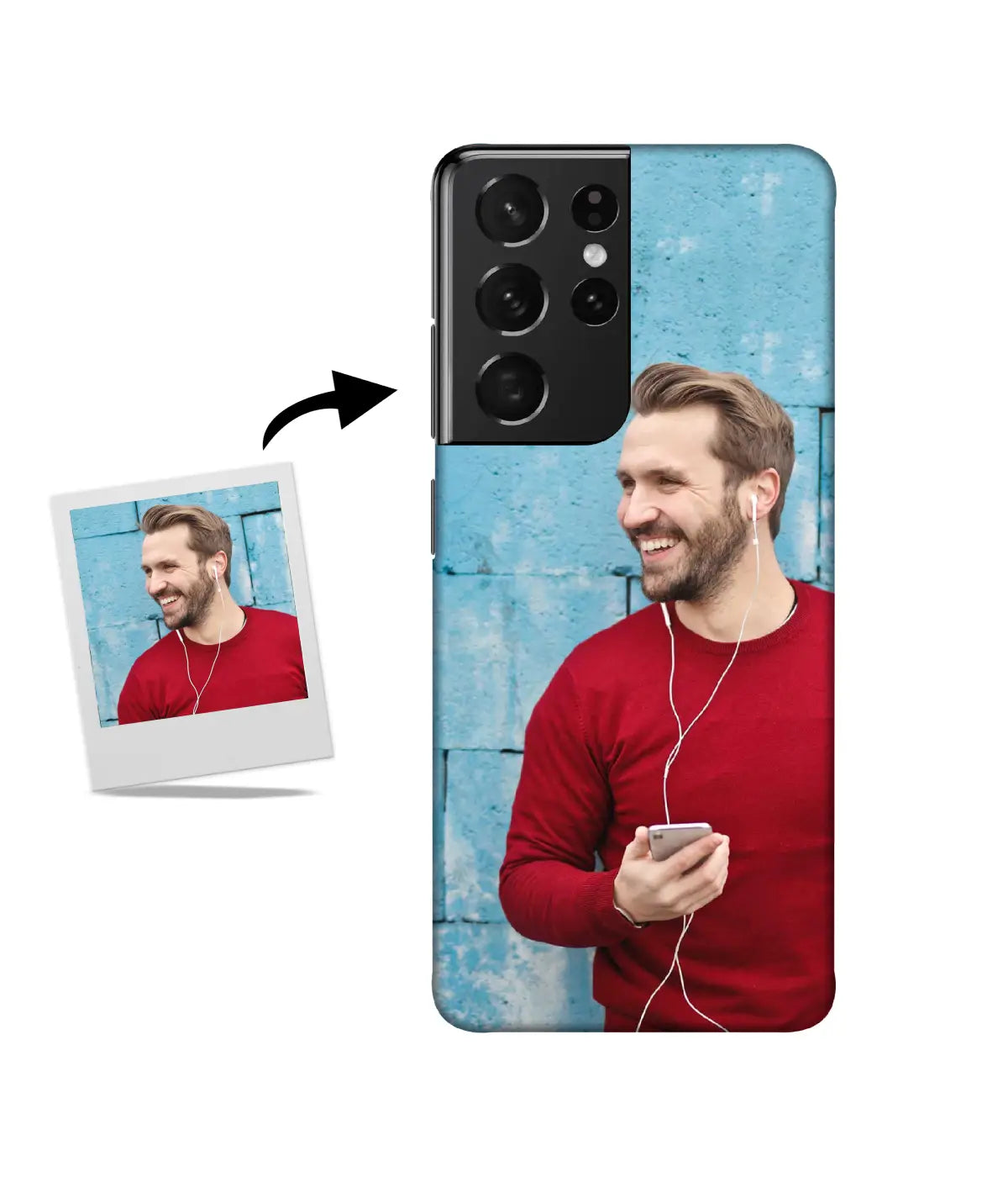 Customized Samsung S21 Ultra Slim Hard Case showing a personalized photo print.