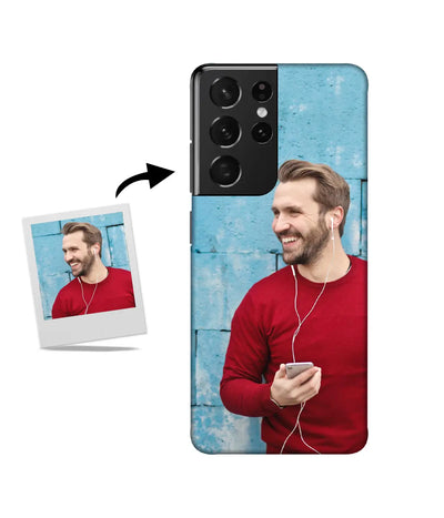 Customized Samsung S21 Ultra Slim Hard Case showing a personalized photo print.