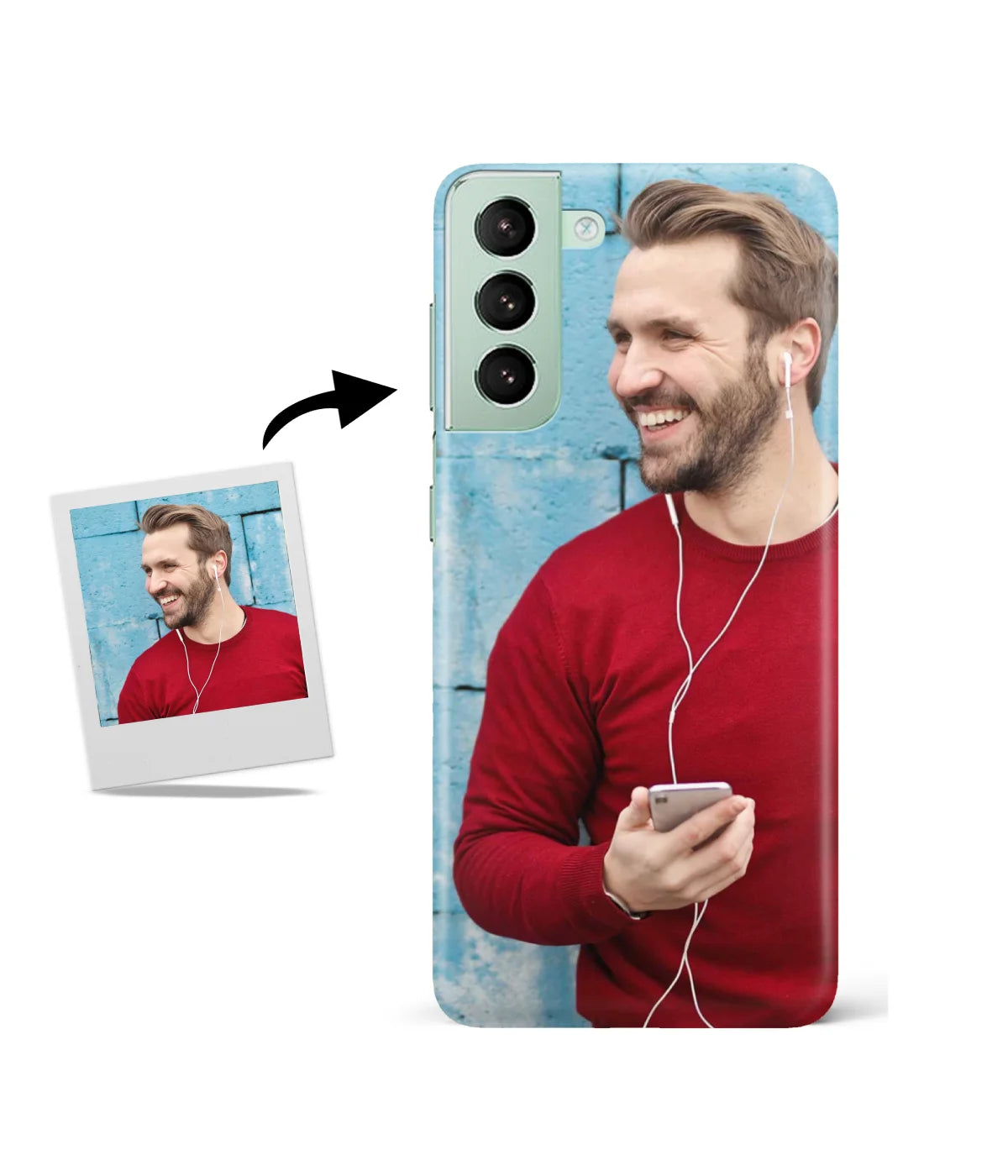 Customized Samsung S21 FE Slim Hard Case showing a personalized photo print.