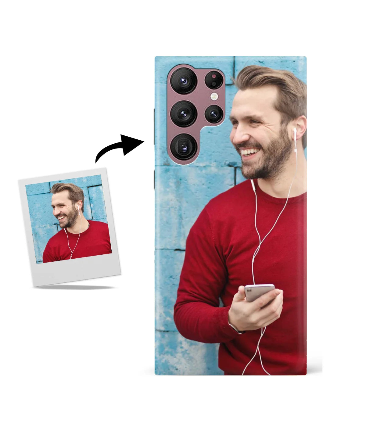 Customized Samsung S22 Ultra Slim Hard Case showing a personalized photo print.