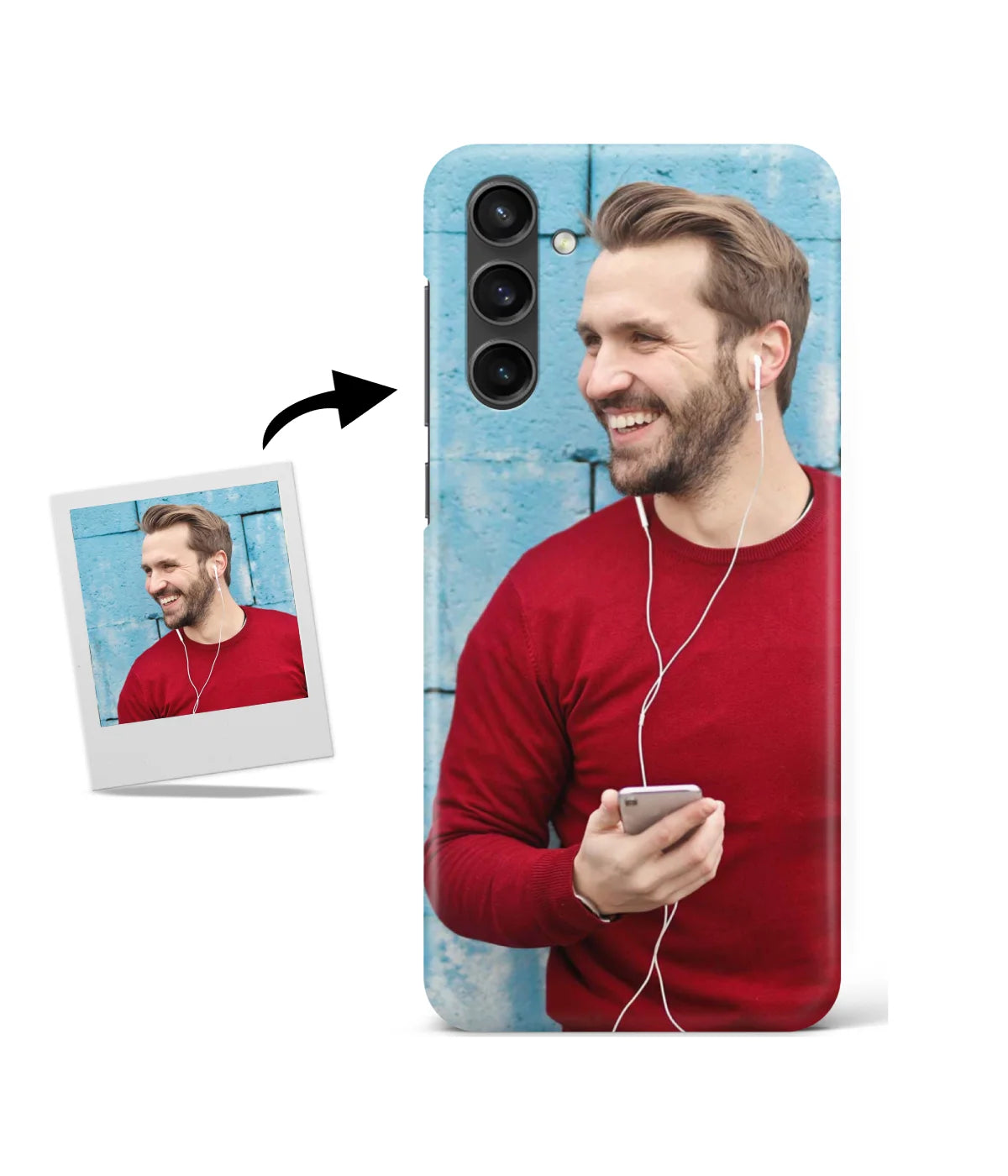 Customized Samsung S23 FE Slim Hard Case showing a personalized photo print.