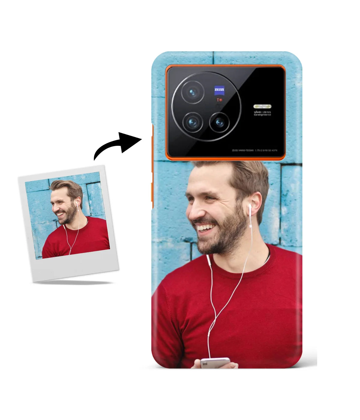 Customized Vivo X80 5G Slim Hard Case showing a personalized photo print.