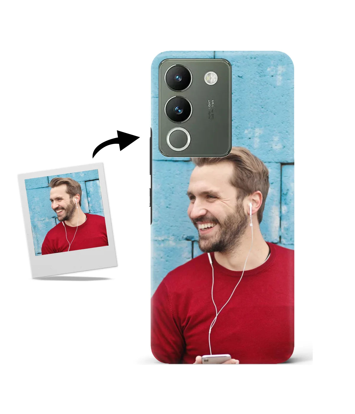Customized Vivo Y200 5G Slim Hard Case showing a personalized photo print.