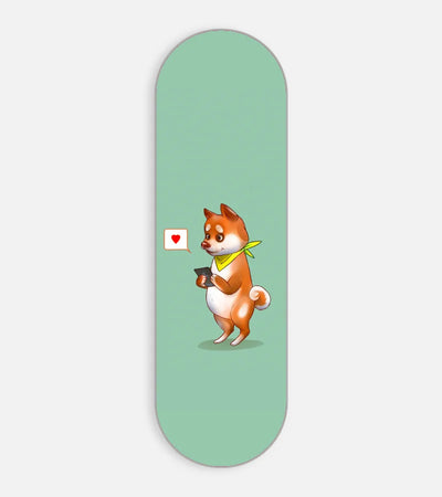 Mobile phone grip slider with a colorful design on a white background