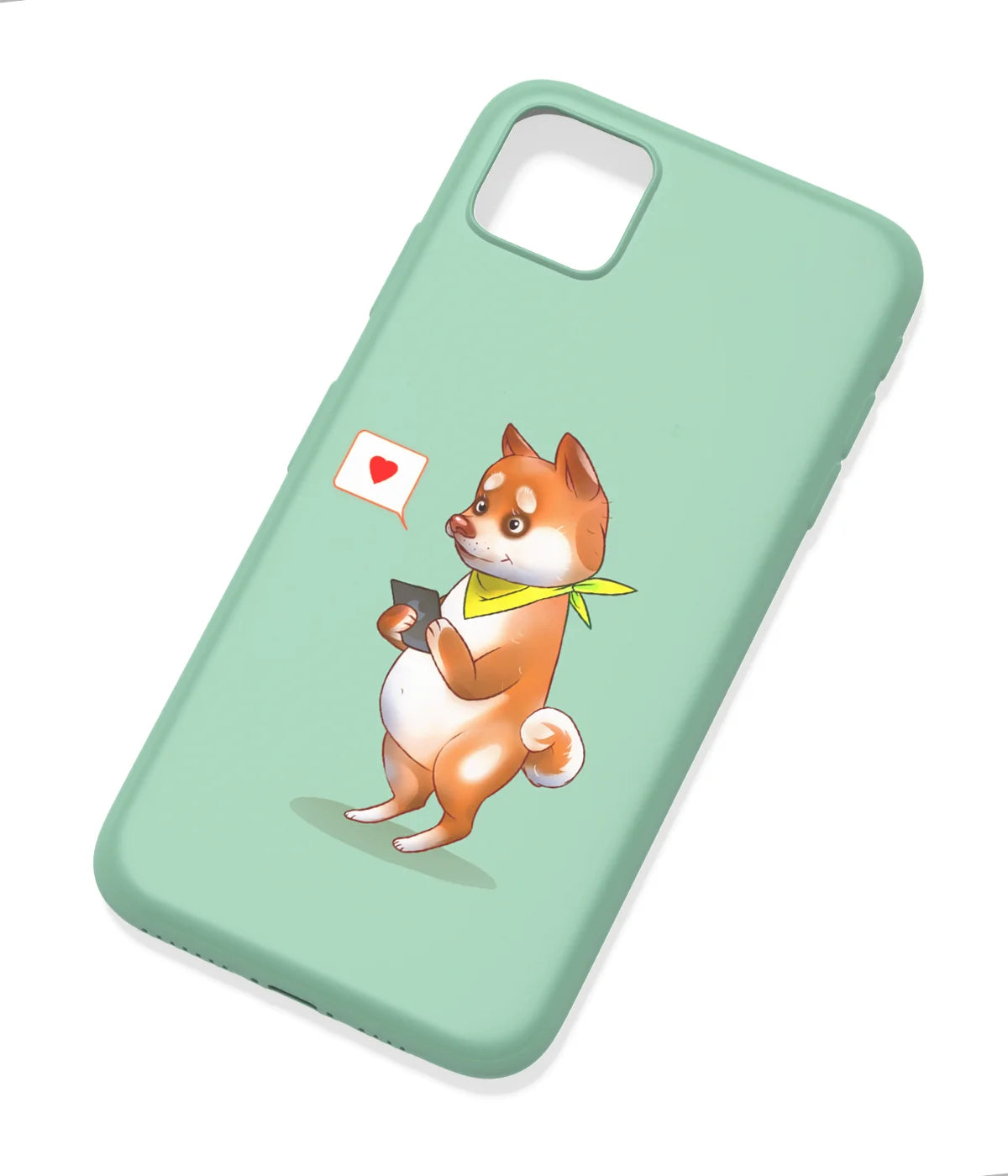 An angled view of a soft silicone case featuring a colorful design.