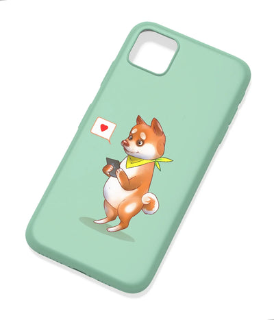 An angled view of a soft silicone case featuring a colorful design.