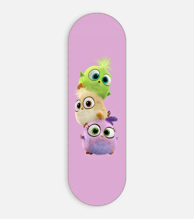 Mobile phone grip slider with a colorful design on a white background