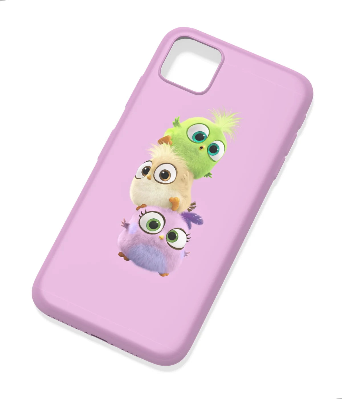 An angled view of a soft silicone case featuring a colorful design.