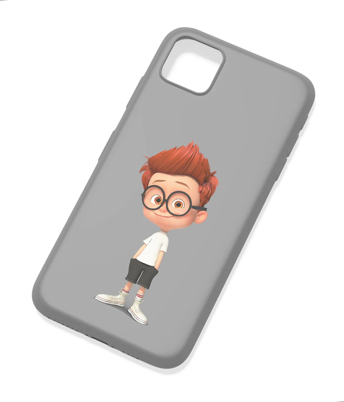 An angled view of a soft silicone case featuring a colorful design.