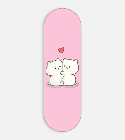 Mobile phone grip slider with a colorful design on a white background