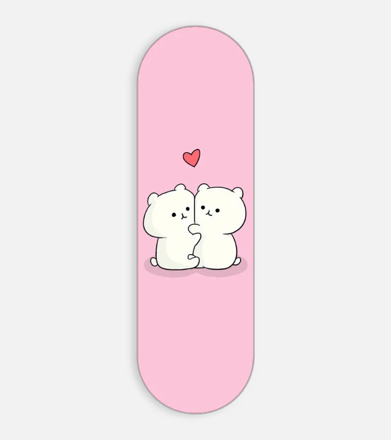 Mobile phone grip slider with a colorful design on a white background