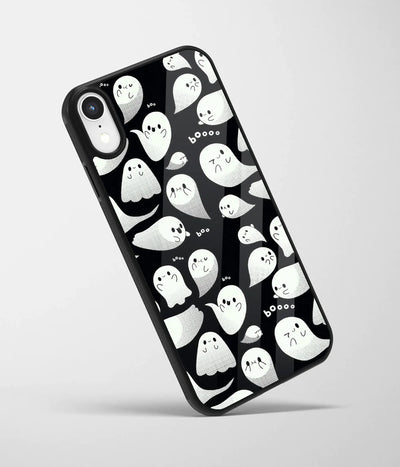 An angled view of a glass phone case featuring a vibrant design.