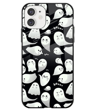 A front-on view of a glass phone case with a colorful design.