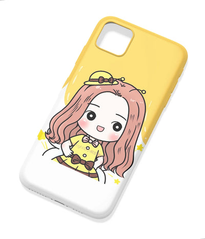 An angled view of a soft silicone case featuring a colorful design.