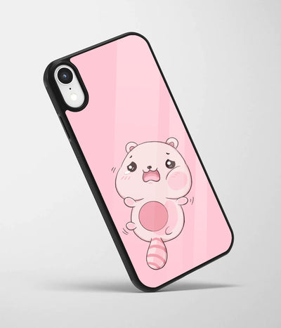 An angled view of a glass phone case featuring a vibrant design.