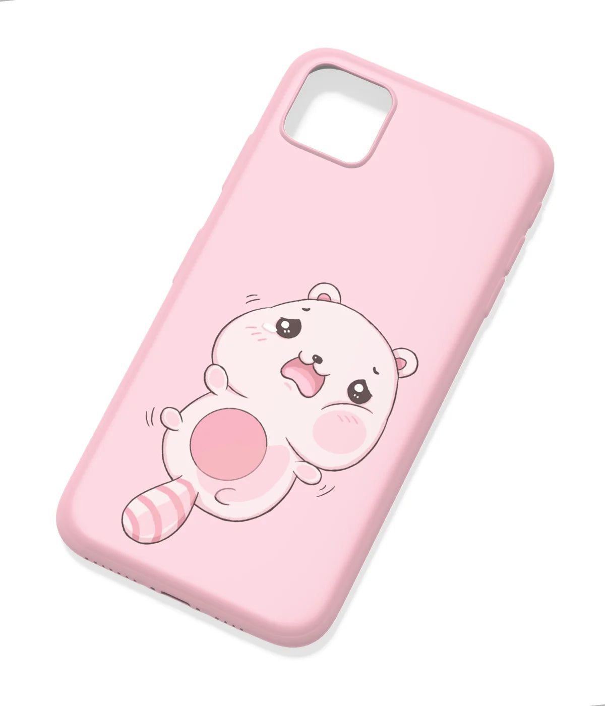 An angled view of a soft silicone case featuring a colorful design.