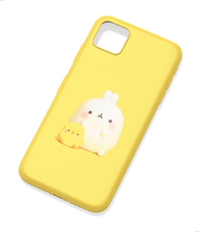 An angled view of a soft silicone case featuring a colorful design.