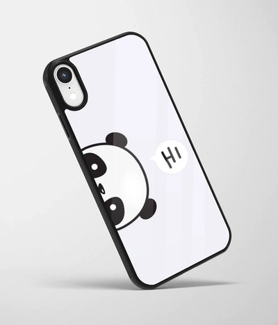 An angled view of a glass phone case featuring a vibrant design.