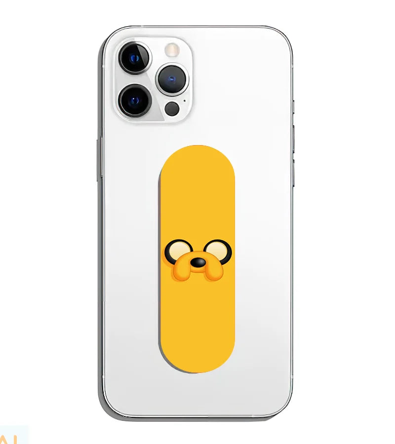 A phone grip slider applied to the back of a smartphone.