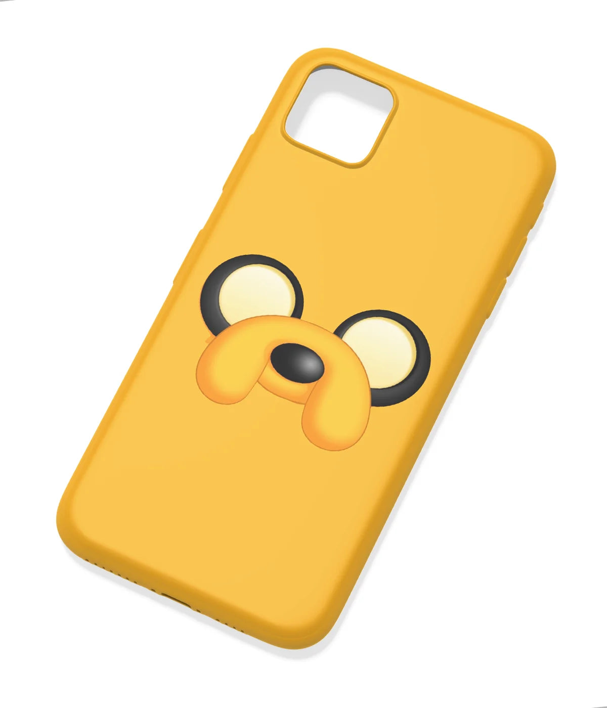 An angled view of a soft silicone case featuring a colorful design.