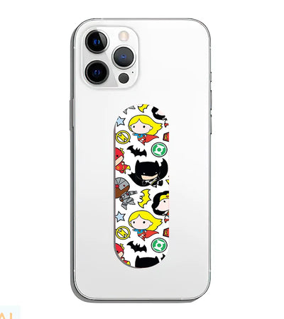 A phone grip slider applied to the back of a smartphone.