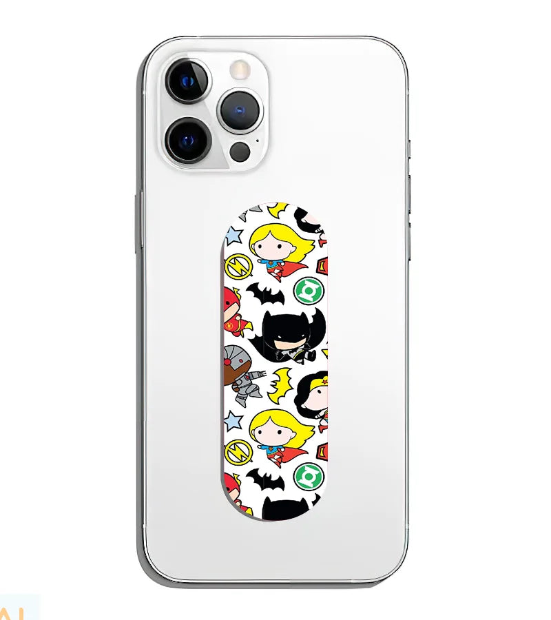 A phone grip slider applied to the back of a smartphone.
